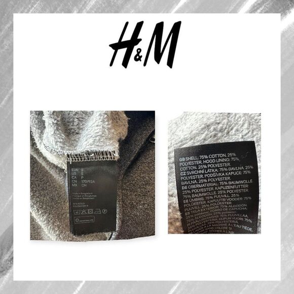 H&M Heather Grey Hooded Sweatshirt w/Draw String, Regular Fit, Full Zip ~ SM - Picture 3 of 3